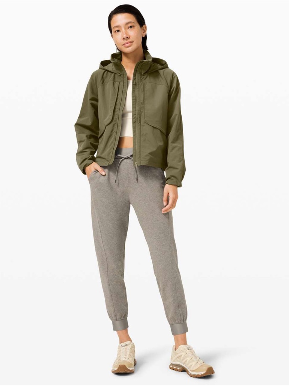 Lululemon Sz 10 Always Effortless Jacket Medium Olive Lined Windbreaker W4AX8S